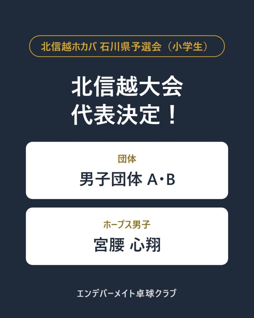 北信越大会 代表決定